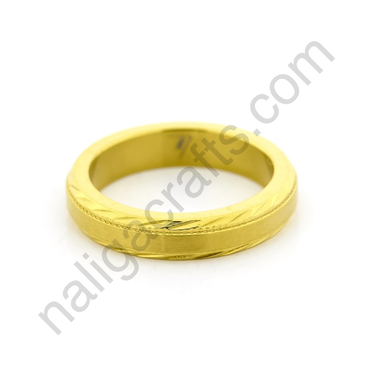แหวนไทเทเนียม เคลือบทอง18K ขอบปาด (4มม.)