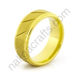 แหวนทังสเตนคาร์ไบด์ สีทองลายปาดเฉียง (8มม.)