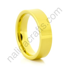 แหวนทังสเตนคาร์ไบด์ ทรงแบนขอบตัดสีทอง 6มม.