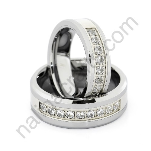 Stones In Silver Bevel Couple Set
