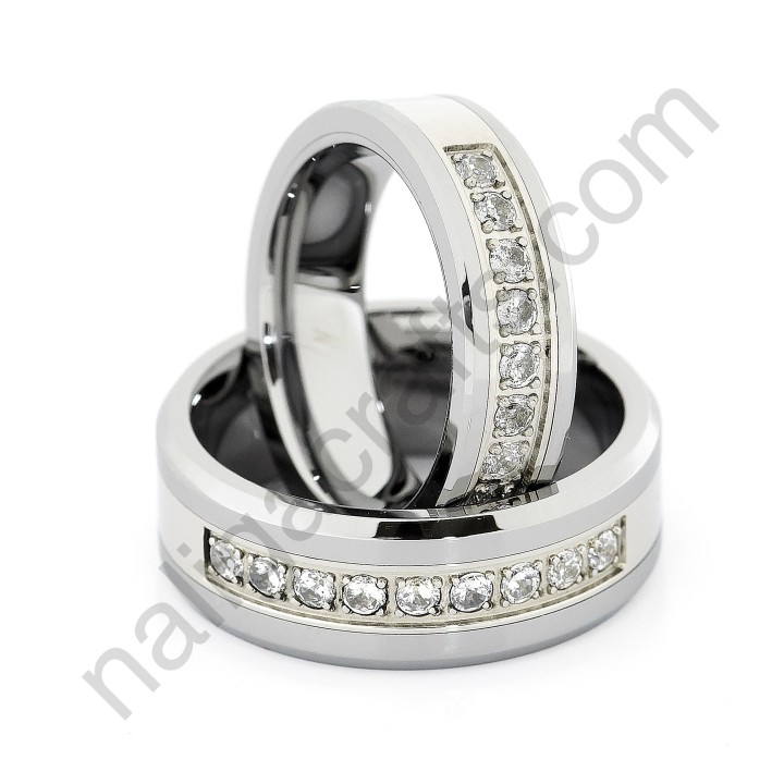 Stones In Silver Bevel Couple Set