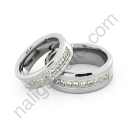 Stones In Silver Bevel Couple Set