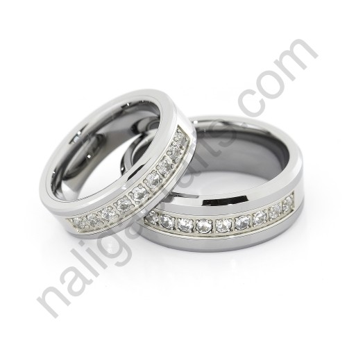 Stones In Silver Bevel Couple Set