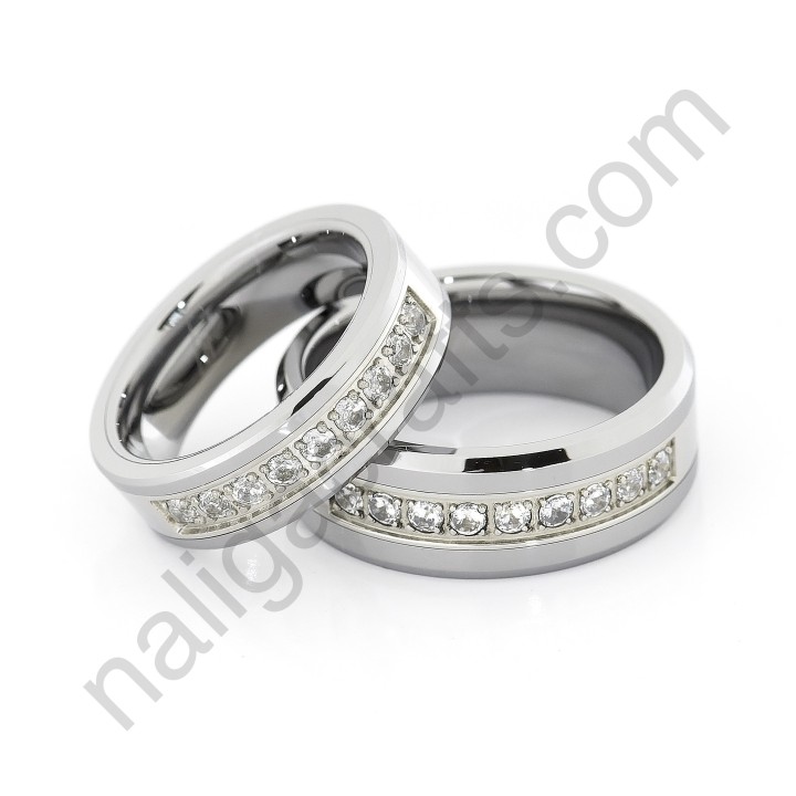 Stones In Silver Bevel Couple Set