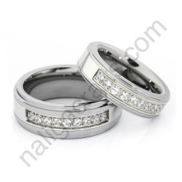 Stones In Silver Stepped Couple Set