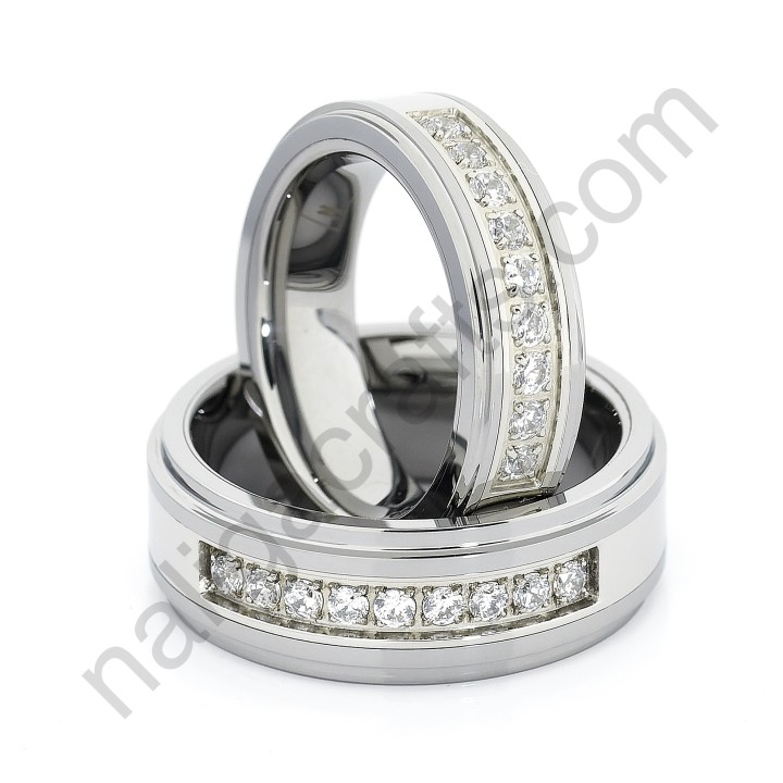 Stones In Silver Stepped Couple Set