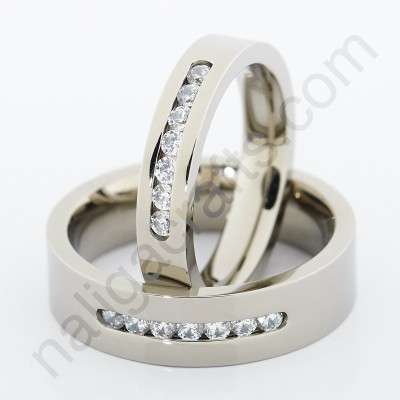 แหวนคู่ 7 Stones Titanium