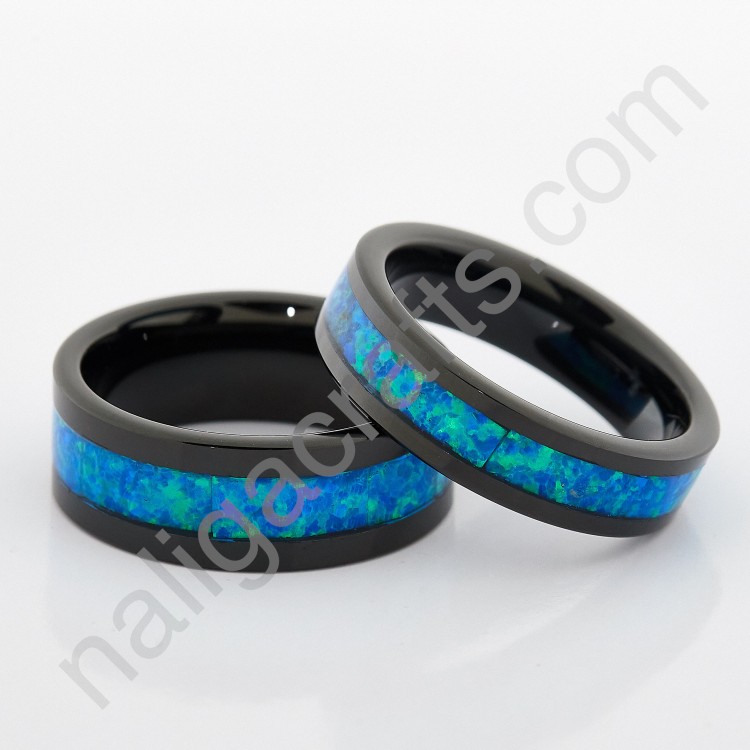 แหวนคู่ Black Opal (6&8มม.)