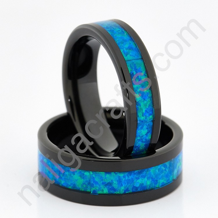 แหวนคู่ Black Opal (6&8มม.)