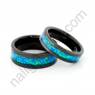 แหวนคู่ Black Opal (6&8มม.)