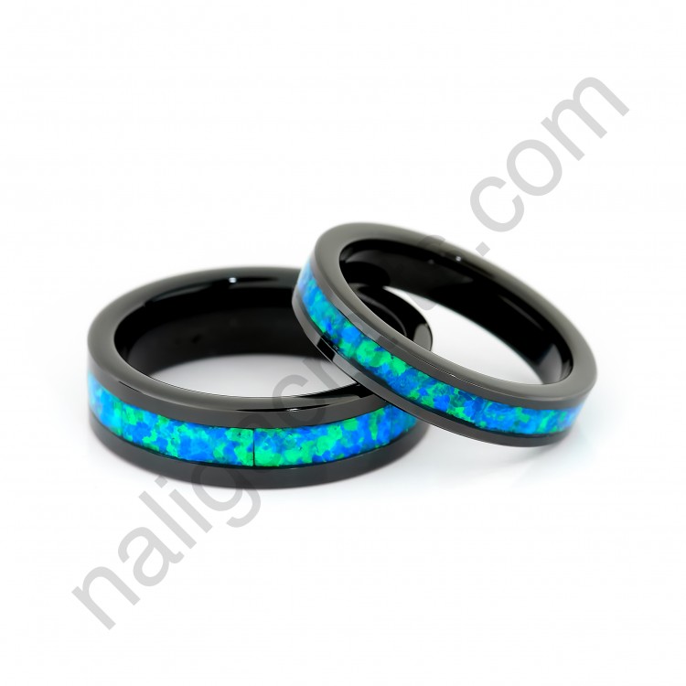 แหวนคู่ Black Opal (4&6มม.)