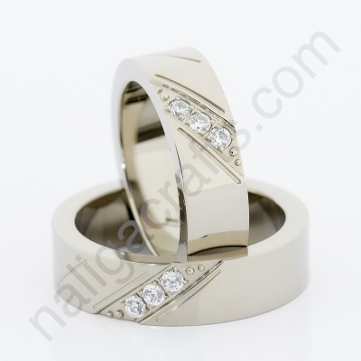 แหวนคู่ Diagonal Stones