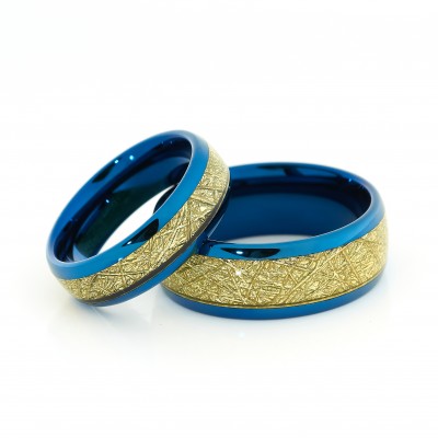 แหวนคู่ Blue Meteorite Inlay