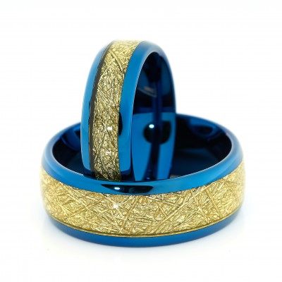 แหวนคู่ Blue Meteorite Inlay